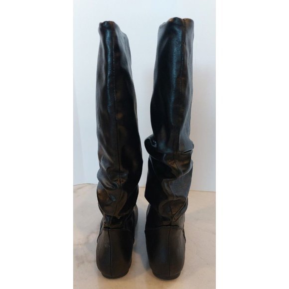 Women's Black Scrunched Ruched Round Toe Boots Size 5‎ 1/2 M - Picture 3 of 5